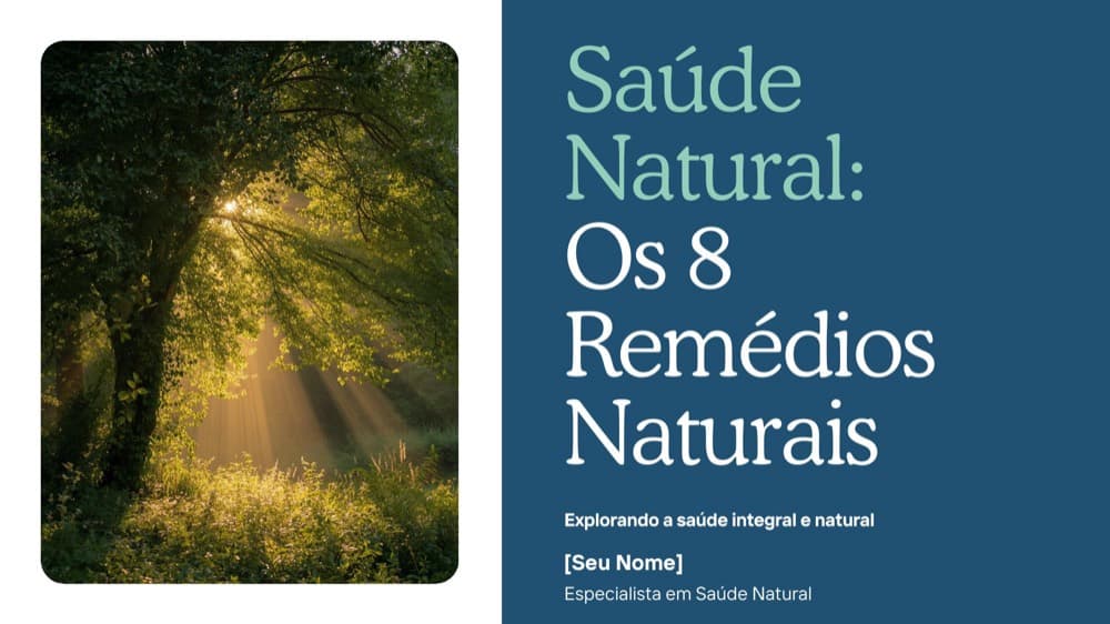 Capa do slide de abertura da palestra Os 8 Remédios Naturais